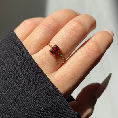 Red Garnet  Chain Ring