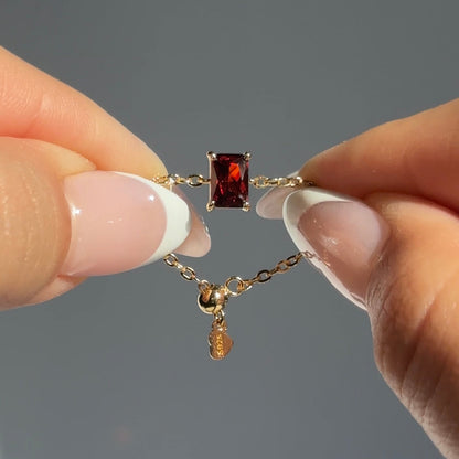 Red Garnet  Chain Ring