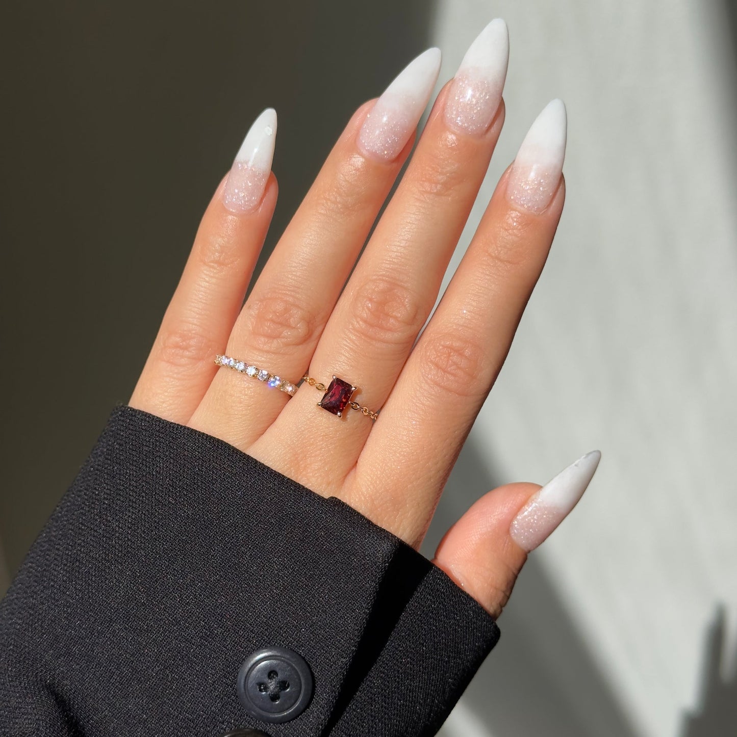 Red Garnet  Chain Ring